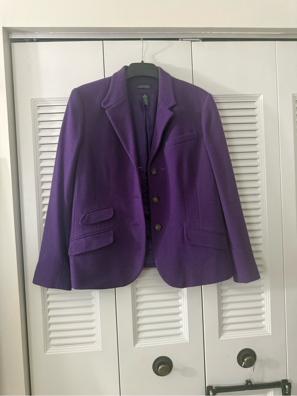 Lauren Ralph Lauren Purple Wool Blend Blazer Jacket